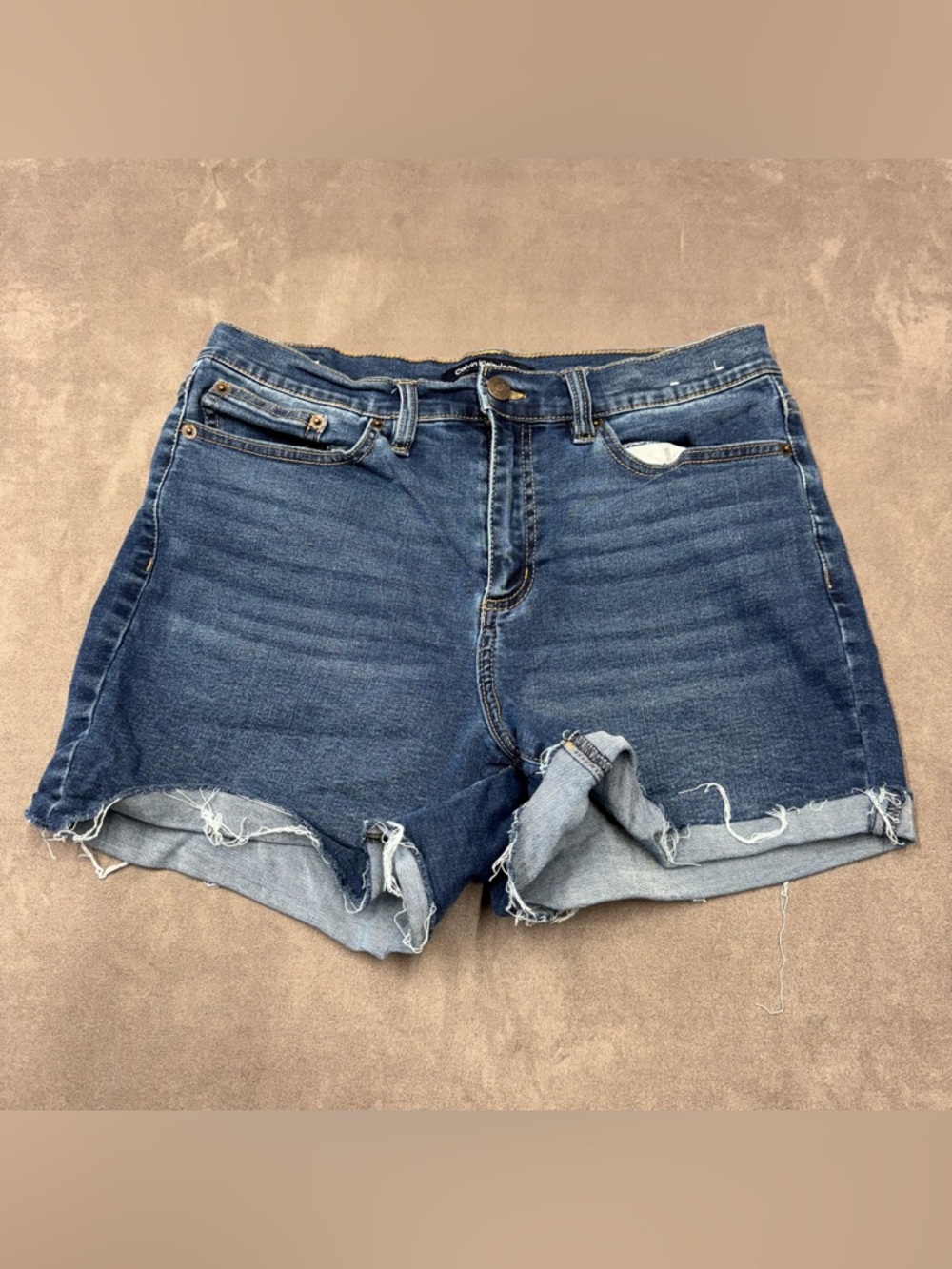 Calvin Klein Jeans Dark Blue Rolled Fray Hem Denim Shorts women’s 30